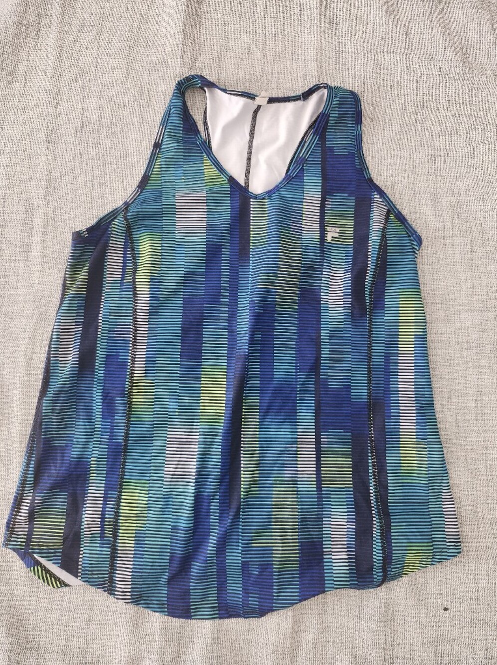 Fila Blue Green Striped Racerback Tank Top